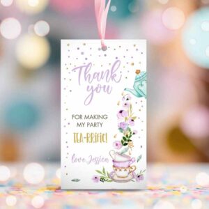2 editable tea for two favor tags tea birthday thank you tags tea rrific tea party garden floral par tea gift tag digital corjl template 0349 1