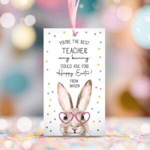 2 editable teacher gift tags easter youre the best teacher any bunny could ask for favor tags teacher appreciation digital printable 0449 1