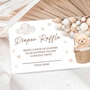 2 editable teddy bear hot air balloon baby shower diaper raffle gender neutral teddy bear baby shower we can bearly wait instant download 6h 1