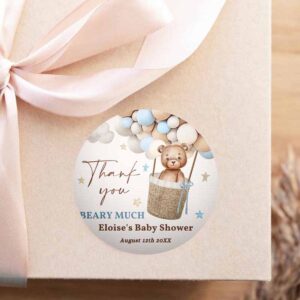 2 editable teddy bear hot air balloon baby shower favor tags blue boy teddy bear baby shower favor labels instant download je 1