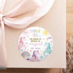 2 editable unicorn birthday circle square favors magical pastel rainbow unicorn party whimsical fairytale unicorn party instant download uy6 1