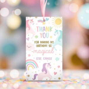 2 editable unicorn birthday luggage favor tags magical pastel rainbow unicorn birthday whimsical fairytale unicorn party instant download uy6 1