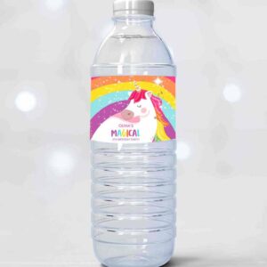 2 editable unicorn water bottle labels unicorn birthday girl magical unicorn party decor rainbow printable bottle labels template corjl 0323 1