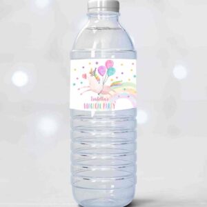 2 editable unicorn water bottle labels unicorn birthday girl magical unicorn party decor rainbow printable bottle labels template corjl 0336 1