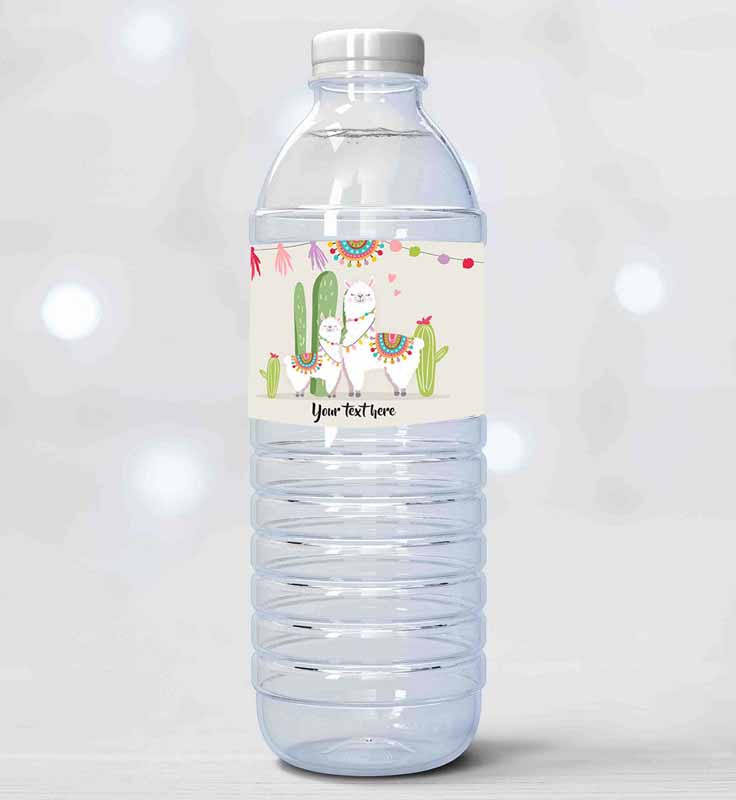 2 Editable Water Bottle Labels Llama Baby Shower Cactus Succulent Fiesta Mexican Printable Bottle Labels Gender Neutral Template Corjl 0079