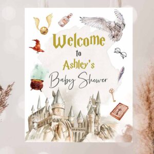 2 editable wizard baby shower welcome sign magic school shower welcome poster magical bundle wizardry neutral template corjl printable 0440 1