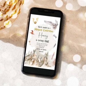 2 editable wizard birthday evite magical birthday invite castle boy school wizardry party download phone digital template digital corjl 0440 1