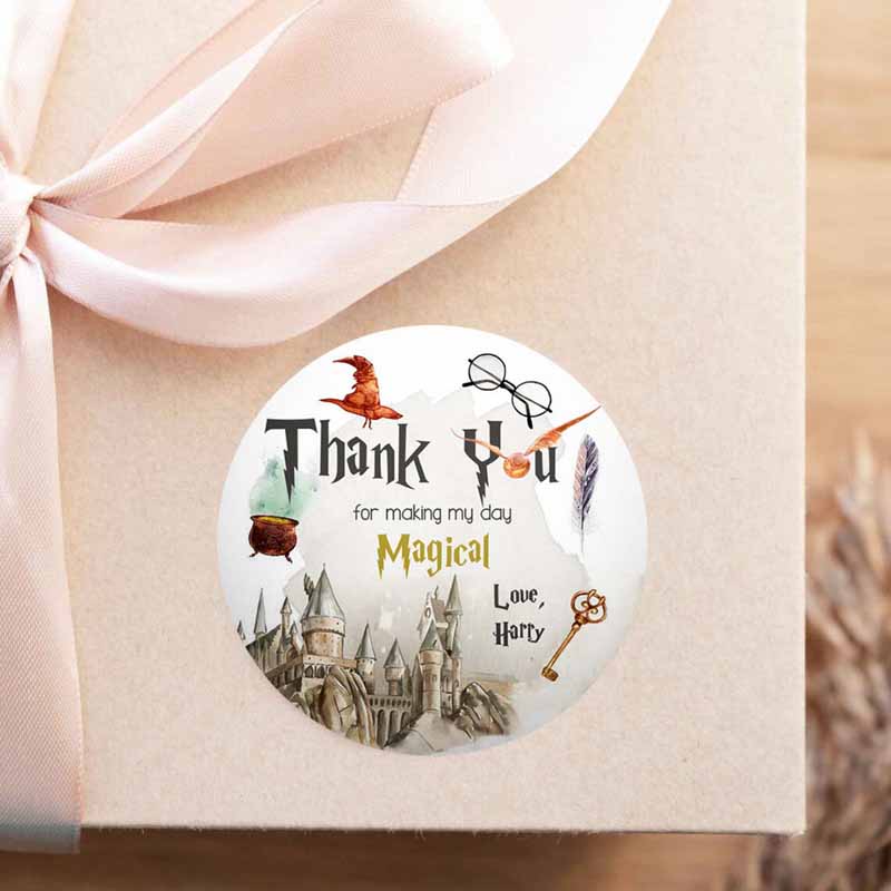 2 editable wizard favor tag wizard thank you tag wizard birthday sticker round tag wizard shower wizardry magical digital corjl template 0440 1