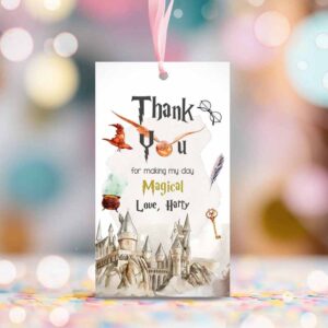 2 editable wizard favor tags wizard thank you tag wizard birthday gift tag wizard baby shower wizardry magical digital corjl template 0440 1