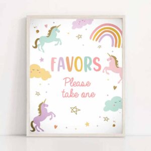 2 favors sign unicorn birthday party sign unicorn party sweet table sign rainbow girl pastel unicorn favors download digital printable 0426 1