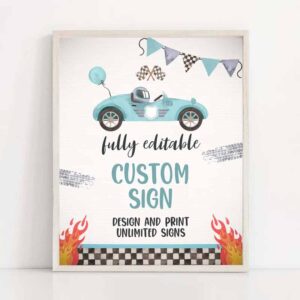 2 fully editable race car custom sign growing up two fast race car 2nd birthday party sign race car 2nd birthday party instant download e5 1