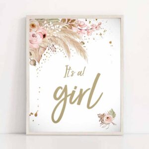2 its a girl sign pampas grass baby shower sign girl photo prop boho bohemian tropical desert decor baby shower 8x10 download printable 0395 1