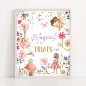 2 magical treats sign fairy birthday sign favors table decor magical fairy garden tea party favors girl table sign decorations printable 0406 1