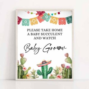 2 succulent favors sign watch me grow sign cactus baby shower decor fiesta shower shower favor cactus instant download 8x10 printable 0404 1