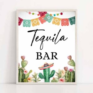 2 tequila bar fiesta table sign mexican drinks cactus succulent birthday baby bridal shower decor mexican 8x10 instant download printable 0404 1