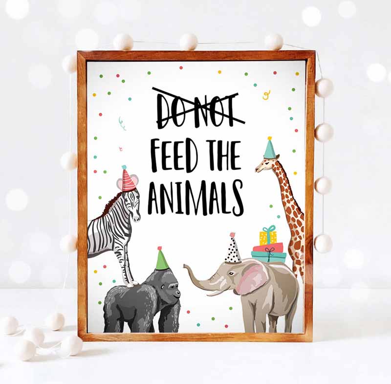 3 Dont Feed The Animals Birthday Sign Party Animals Decor Safari Birthday Wild One Animals Table Sign Zoo Party Jungle PRINTABLE 0142