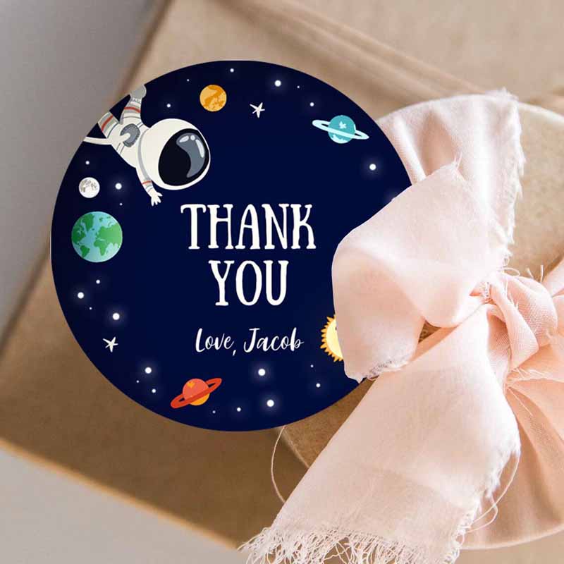 3 editable boy space astronaut favor tags thank you tag birthday party outer space galaxy planets and stars round square corjl template 0259 1