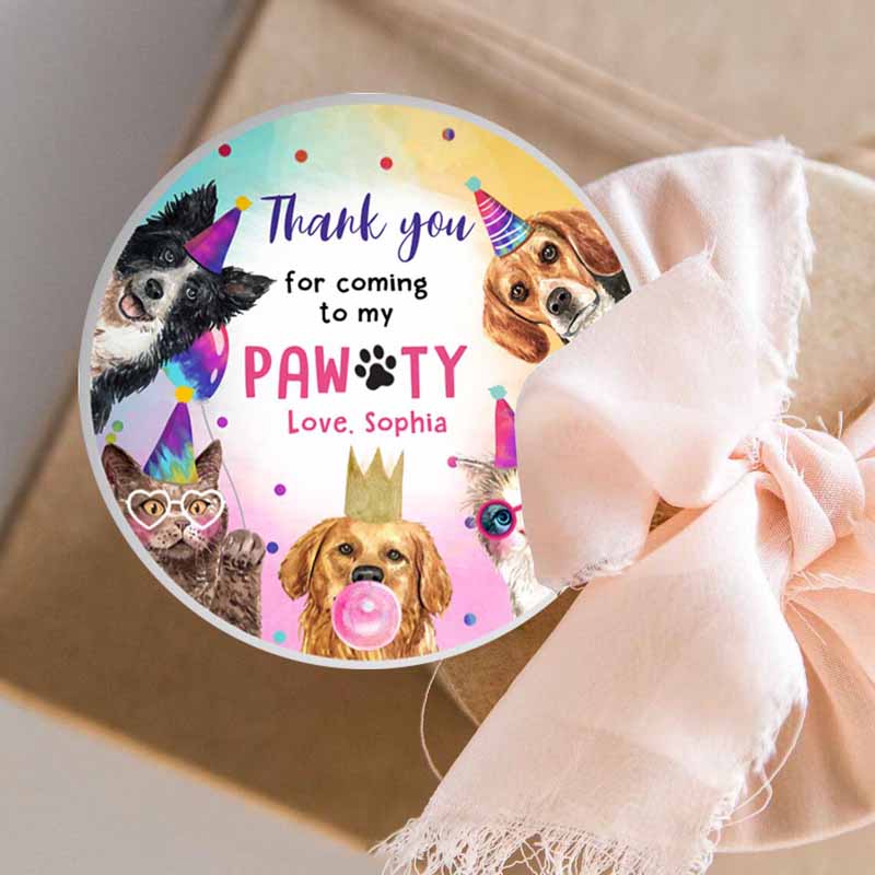 3 editable cats and dog favor tags puppy dog birthday thank you tag kitten pet party animal dog themed stickers template printable corjl 0460 1