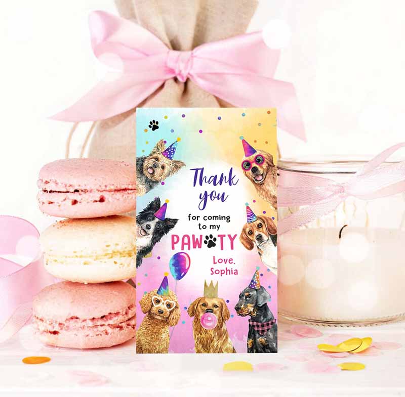 3 editable dogs favor tags dog birthday thank you tags girl puppy birthday dog party animals dog pawty template printable corjl 0460 1