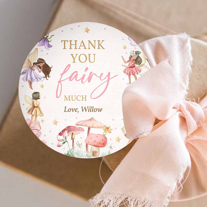 3 editable fairy birthday party favor tags enchanted magical floral fairy princess party gift tag sticker topper label instant download sf 1
