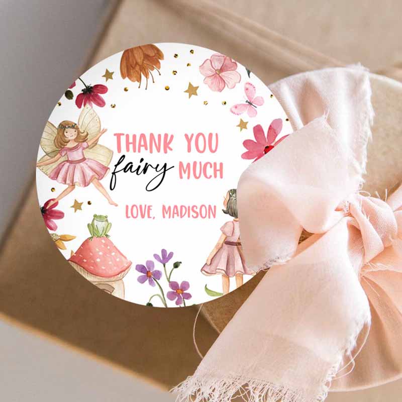 3 editable fairy favor tags enchanted forest birthday thank you tags label girl fairy garden stickers download template printable corjl 0406 1