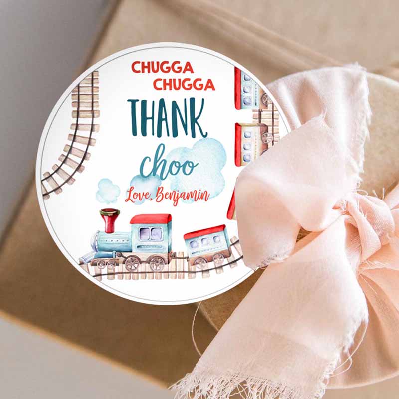 3 editable favor tags train birthday stickers chugga thank choo tags chugga two two red blue boy round tag train printable corjl template 0149 1