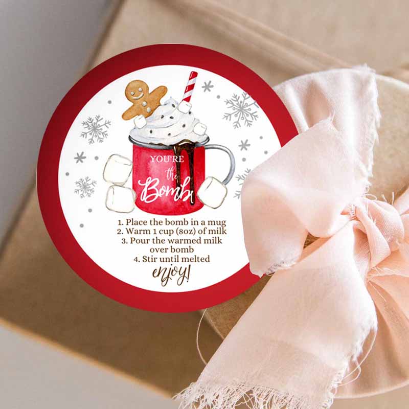 3 Editable Hot Chocolate Bomb Tags Bomb Instructions Cookies and Cocoa Favor Tags Winter Christmas Youre The Bomb Digital PRINTABLE 0358