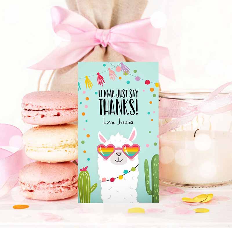 3 editable llama favor tags whole llama fun thank you tags blue llama birthday fiesta mexican cactus gift tag alpaca digital corjl template 0079 1