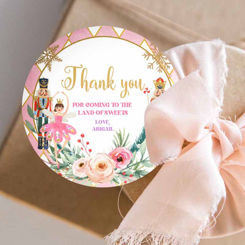 3 editable nutcracker favor tag nutcracker birthday land of sweets thank you tag sugar plum fairy christmas winter pink gold girl corjl 0352 1