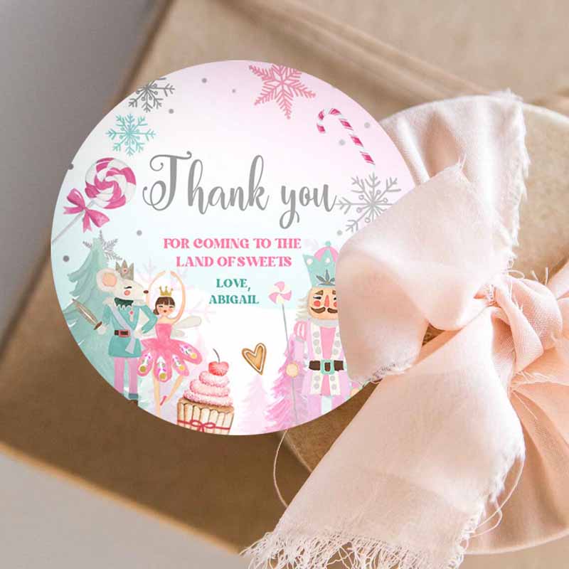 3 editable nutcracker favor tag nutcracker birthday land of sweets thank you tag sugar plum fairy christmas winter pink silver girl corjl 0352 1