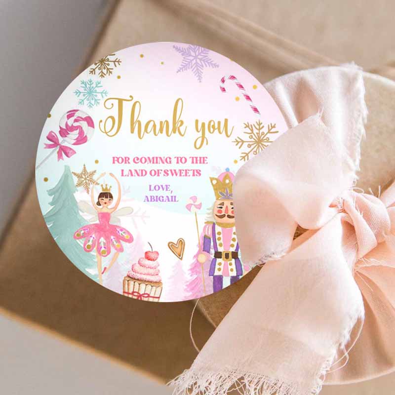 3 editable nutcracker favor tags nutcracker birthday land of sweets thank you tag sugar plum fairy christmas winter pink gold girl corjl 0352 1