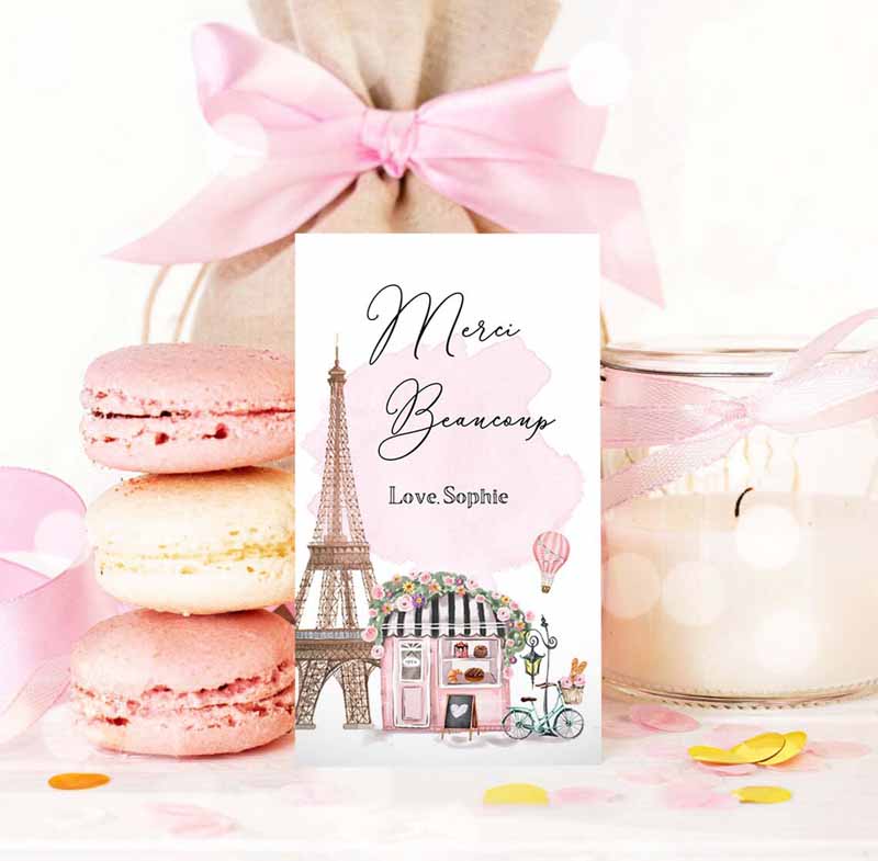 3 editable paris birthday favor tags merci beaucoup french patisserie parisian cafe french baby shower gift tag digital corjl template 0441 1