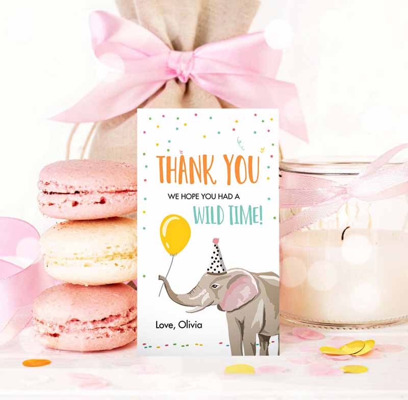 3 editable party animals favor tags wild one animals thank you tags safari zoo animals birthday wild time gift elephant tag digital corjl template 0142 1