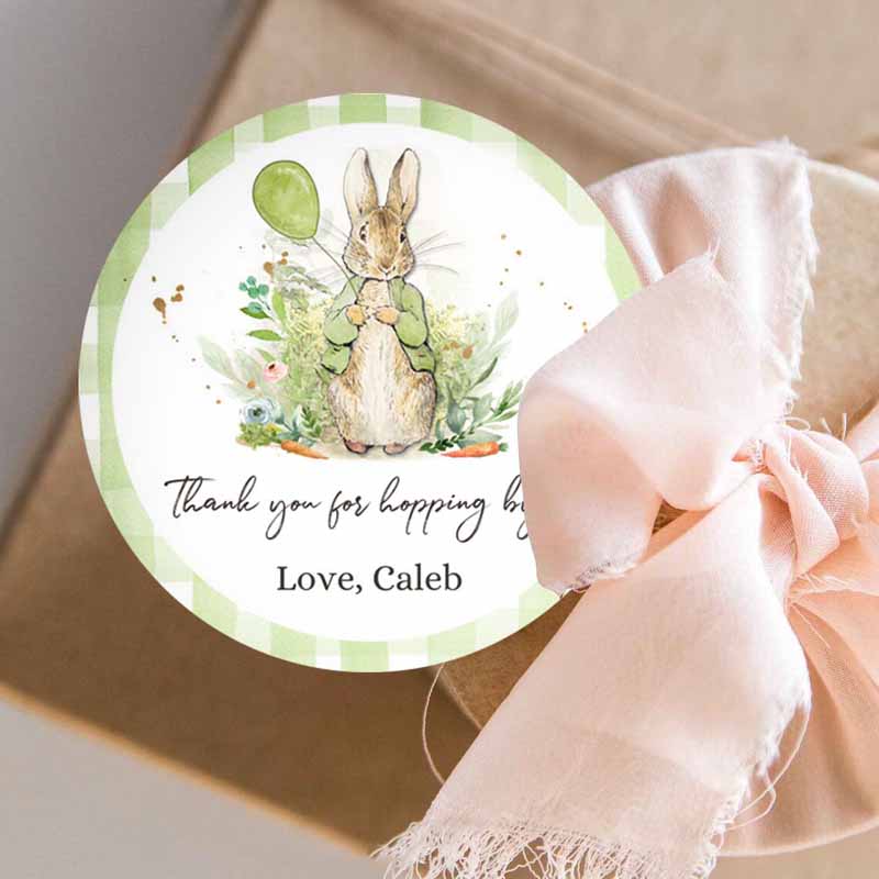 3 editable peter rabbit favor tags bunny thank you tags round boy birthday labels thanks hopping by printable download corjl template 0351 1