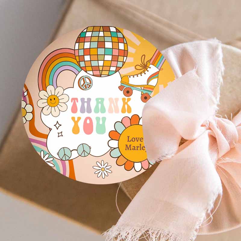 3 editable roller skating favor tag roller skate birthday thank you sticker girl retro skate party download printable corjl template 0459 1