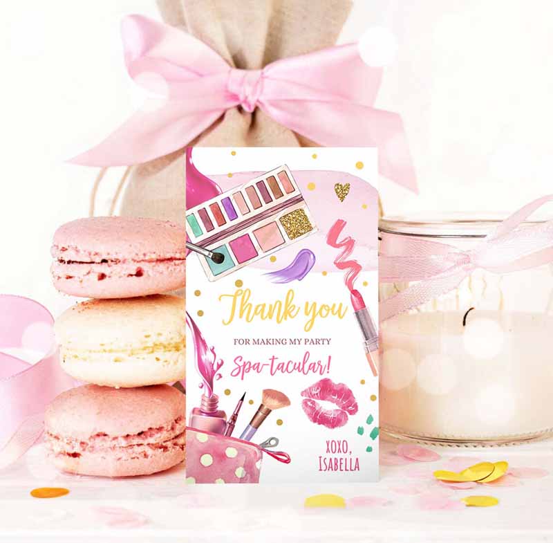 3 editable spa party favor tags glamour party thank you tags spa birthday girl make up party glam pink gift tag digital corjl template 0420 1
