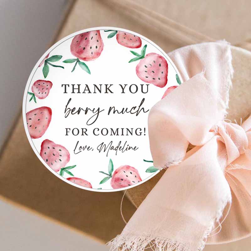 3 editable strawberry favor tag strawberry birthday thank you stickers label berry much gift tag farmers market template printable corjl 0399 1