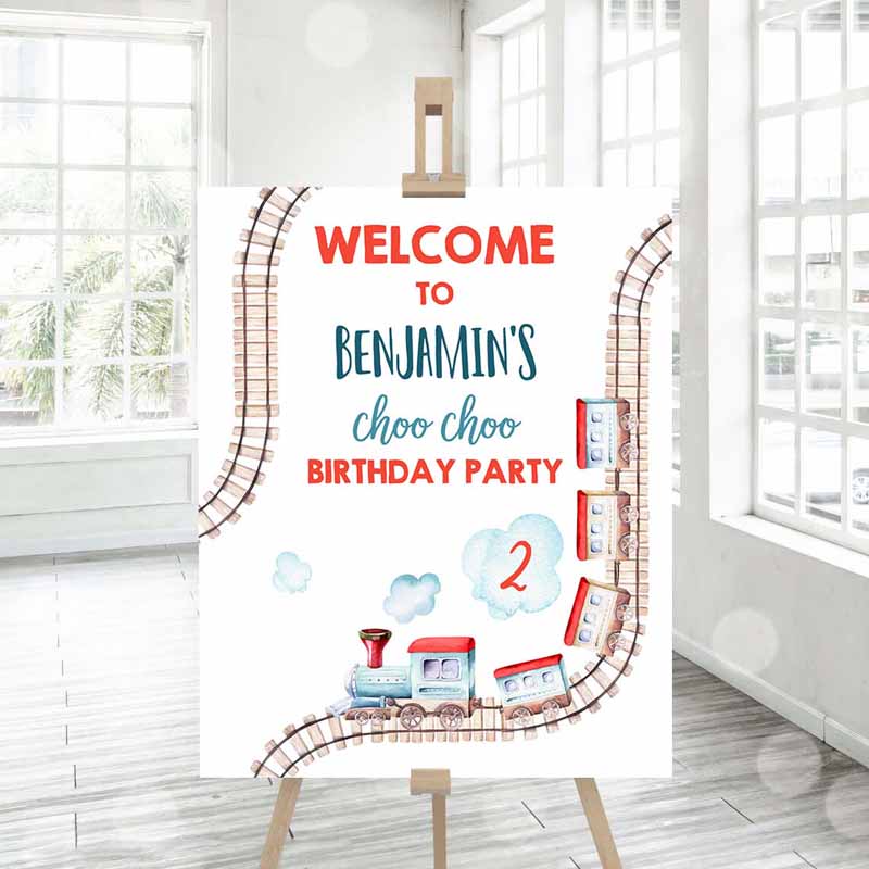 3 editable train birthday welcome sign boy train party railroad vintage train sign welcome transportation template printable corjl 0149 1