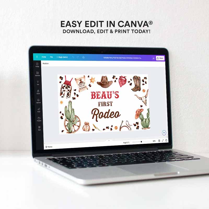 4 Editable Cowboy Birthday Party Gable Box Labels Wild West Cowboy Rodeo Birthday Party Southwestern Ranch Birthday Party Instant Download QC