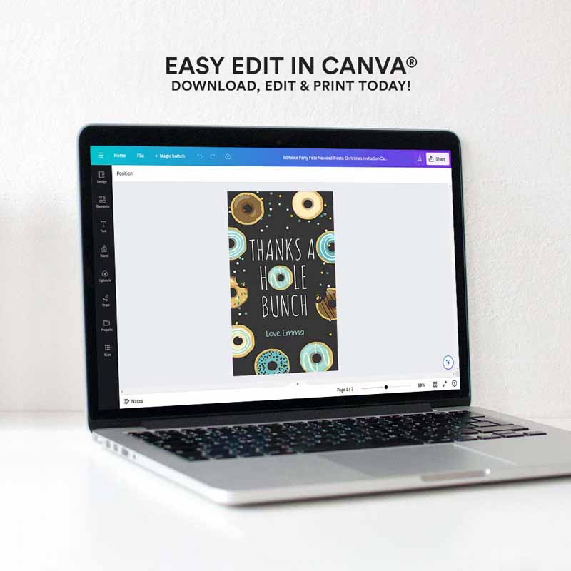 4 Editable Donut Favor Tags Tags Donut Birthday Donut Thank you tags A hole bunch Birthday Boy Blue Donut tags Template PRINTABLE Corjl 0050