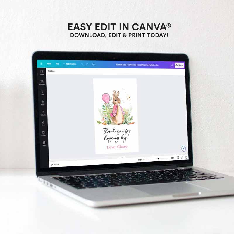 4 editable flopsy bunny favor tag tags bunny thank you tags girl birthday labels thanks hopping by printable instant download corjl template 0351 1