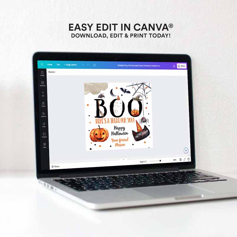 4 editable halloween favor tags boo gift tags costume party trick or treat sticker round birthday party download printable template corjl 0261 1