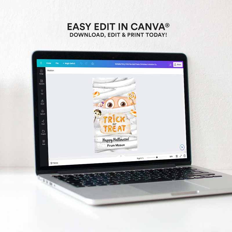 4 editable halloween favor tags mummy gift tags costume party trick or treat candy tags mummy treat tag download printable template corjl 0261 1