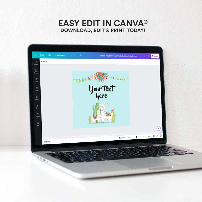 4 editable llama thank you favor tags baby shower stickers fiesta cactus alpaca mexican round square label blue boy corjl template 0079 1