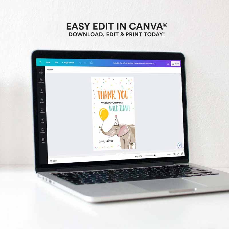 4 editable party animals favor tags wild one animals thank you tags safari zoo animals birthday wild time gift elephant tag digital corjl template 0142 1