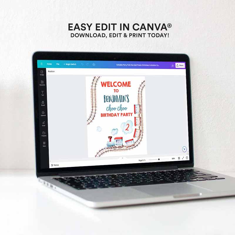 4 editable train birthday welcome sign boy train party railroad vintage train sign welcome transportation template printable corjl 0149 1