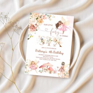 6th fairy birthday invitation wildflower garden fairy floral 6th birthday invite butterfly magical 1