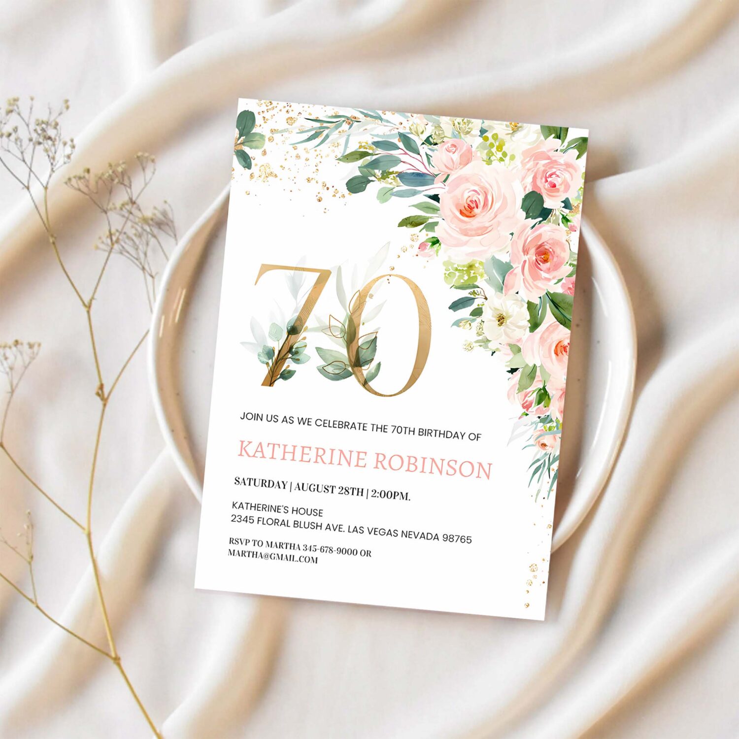 70th birthday invitation brunch invitation 70th birthday invite for her adult birthday 1