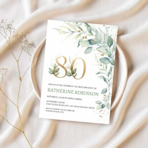 80th birthday invitation editable brunch invitation 80th birthday invite for her adult birthday 1