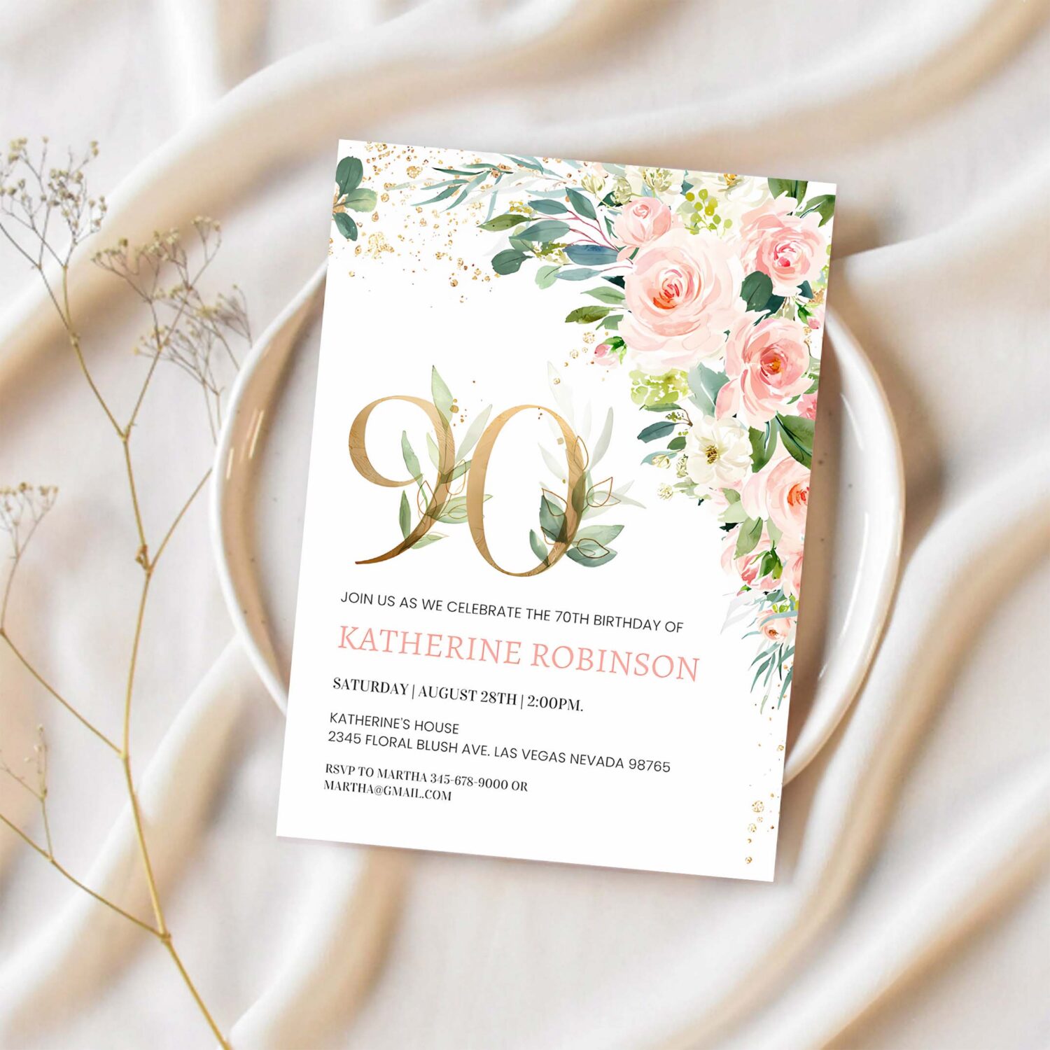 90th birthday invitation brunch invitation 90th birthday invite for her adult birthday 1